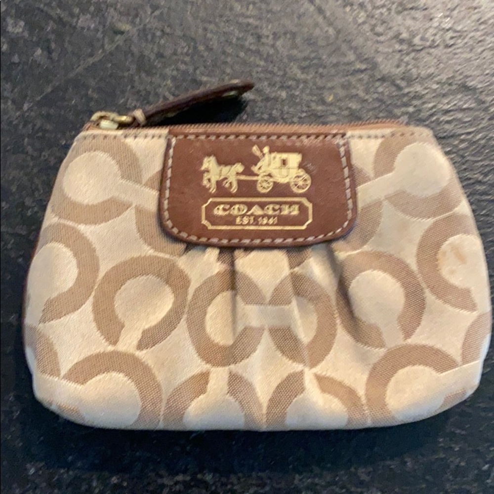 Authentic Coach Logo Zipper Pouch with Key Ring